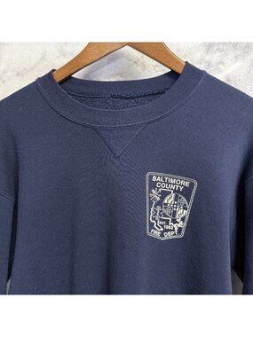 Vintage Baltimore County Fire Dept Sweatshirt Mens Large Blue Russell Athletic